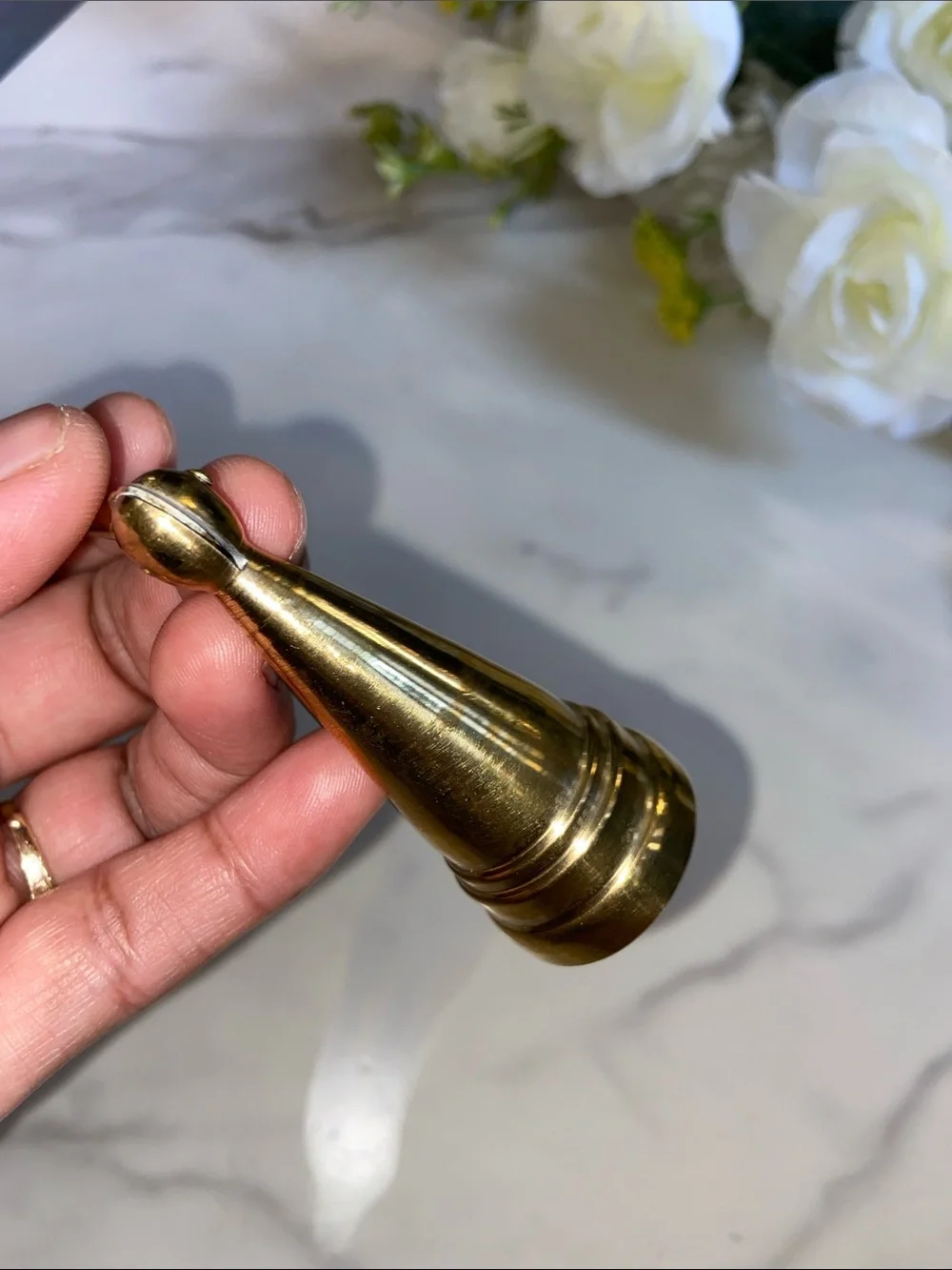 Vintage Brass Candle Snuffer with Long Handle - Classic Home Bath Accessory